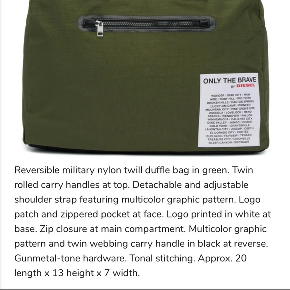 Diesel Reversible Duffel bag sac de voyage - Picture 7 of 8